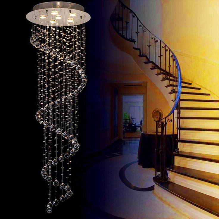 Подсветка ступеней лестницы: светильники и длинные люстры для пролетов, светодиодная лента и фото, автоматика