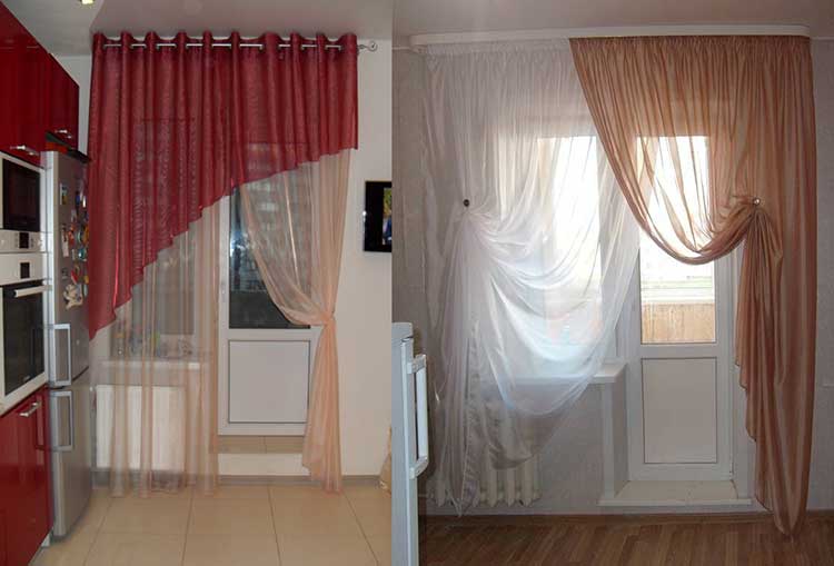 Какие выбрать шторы на кухню с балконной дверью