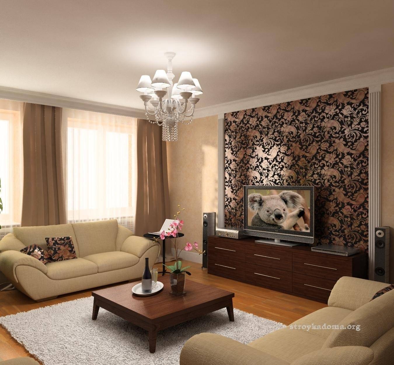 Интерьер гостиной комнаты эконом класса в современном стиле: фото идеи