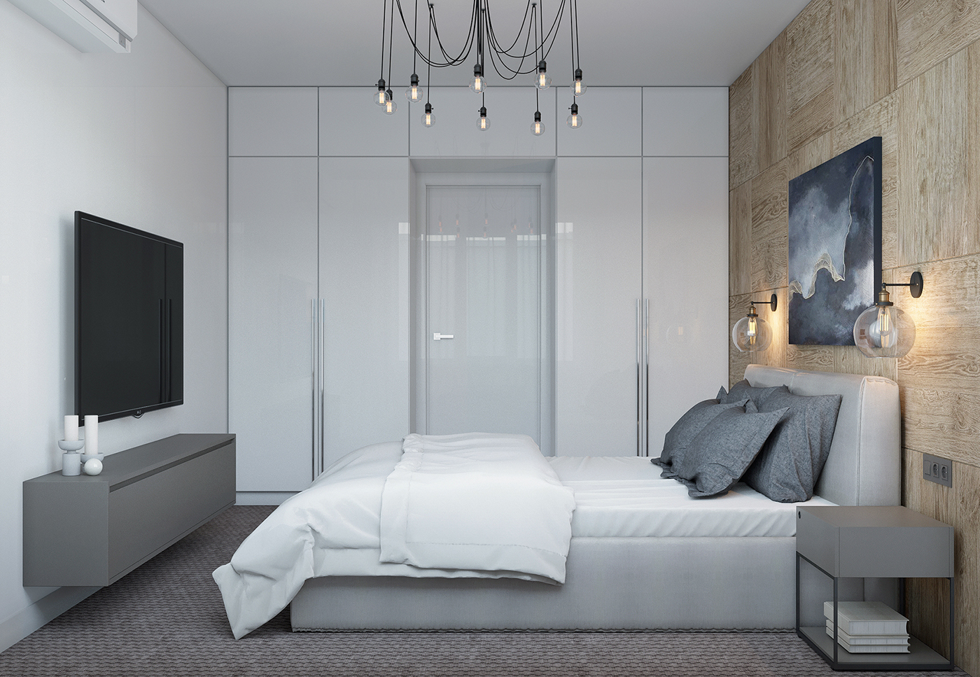 Белые спальни в стиле лофт в интерьере современной квартиры 20 фото