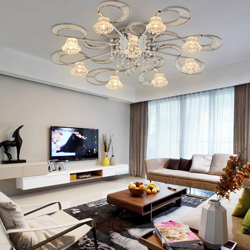 Современные люстры в гостиную: как выбрать, стили, цвета, освещение, идеи дизайна, модные тенденции