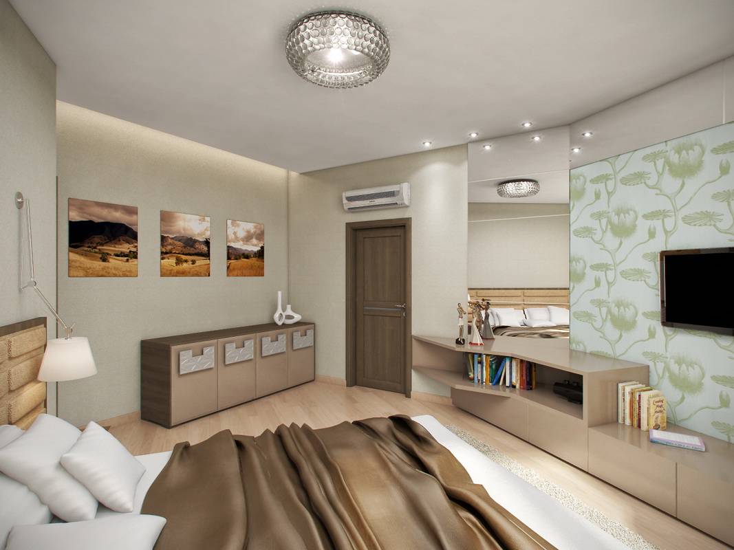 Дизайн спальни 14 кв.м в современном стиле, планировка прямоугольной спальни-гостиной, как обставить комнату