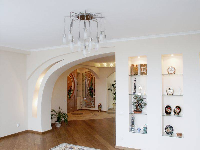 Дизайн интерьера арки из гипсокартона на кухне фото