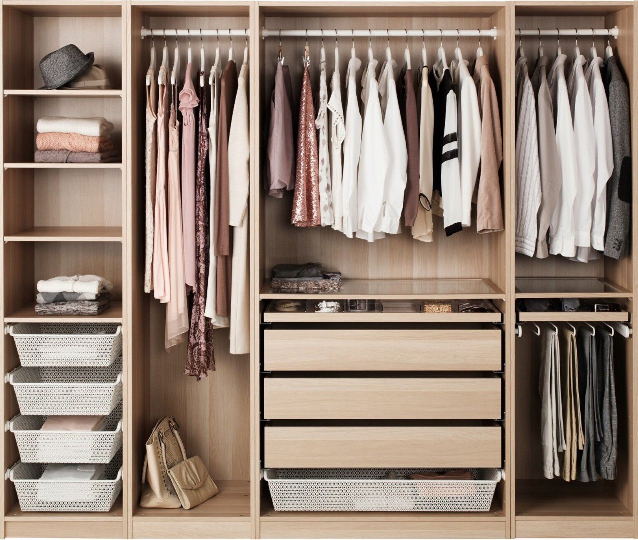 Наполнение для шкафов и гардеробных: в комнате леруа мерлен и фото внутри, икеа корзины и коробки