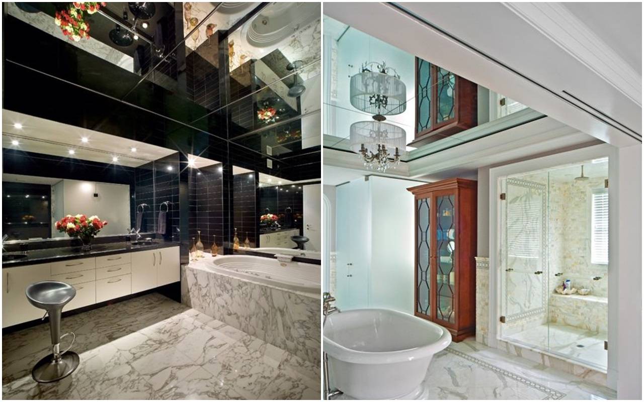 Зеркальный потолок в ванной: виды и особенности конструкции | ремонт и дизайн ванной комнаты